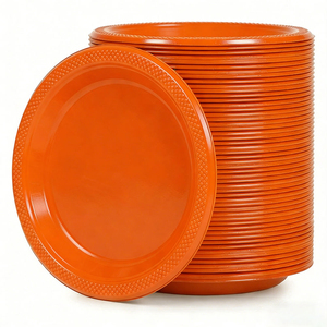 Assiettes jetables en plastique PS noires de 7 pouces pour dîner, desserts et apéritifs, idéales pour les fêtes et mariages – Sécurité alimentaire - Product Image 1