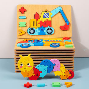 Casse-tête stéréoscopique en bois animal 3D personnalisé vente en gros bloc de construction de bricolage <span class=keywords><strong>jeux</strong></span> de société jouets éducatifs pour enfants adultes garçons filles - Product Image 3