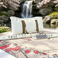 Set Mahjong Americano Vintage Marrone a Scacchiera Squisito, Accessori per Tessere Mahjong, Borsa per Mahjong, Supporti per Mahjong, Tappetino per Mahjong