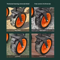 Chariot pliable en acier à quatre roues avec double freinage, idéal pour pique-nique, camping et aventures en extérieur, facile à ranger, portable, 150L, vente en gros OEM