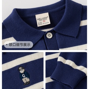 Nouveau <span class=keywords><strong>Pull</strong></span> Enfant Rayé à Col Polo Printemps 2025, Tricot Polyvalent pour Tout-Petits, Vente en Gros Tendance pour Enfants - Product Image 2