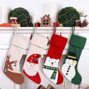 Sac à chaussettes de Noël suspendu 2025, bonhomme de neige, Père Noël, grand sac à bonbons pour la maison, fournitures de cadeaux de Noël - Product Image 5