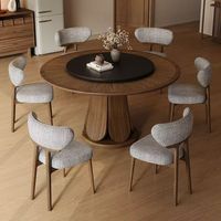 Fuchuang Song Massivholz Runder Esstisch Stuhl-Set mit Drehplatte Moderner Umweltfreundlicher 4-Sitzer Esstisch für Zuhause
