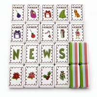 Tuiles de Mahjong de Noël personnalisées, Tuiles de Mahjong Américaines de Noël, Tuiles de Mahjong Vintage Américaines, Ensemble de Tuiles de Mahjong de Luxe sur Mesure pour l'Hiver (160 tuiles)