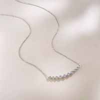18K Weißgold Labor-Diamant Anhänger Halskette Minimalistisch Fein Sternenklar Gebogenes Lächeln Verstellbare Schlüsselbein-Ketten für Damen