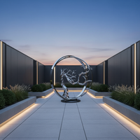 Sculpture abstraite moderne en acier inoxydable 304, décoration artistique en métal pour intérieur et extérieur