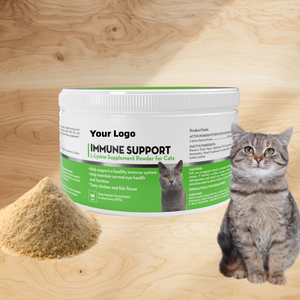 Poudre de L-Lysine pour chats en marque propre, soutien immunitaire, complément respiratoire, aide à la toux, au nez qui coule, à la fonction oculaire - Product Image 1