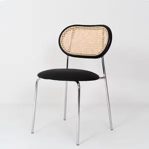 批发现代北欧木椅藤编藤编设计餐椅餐厅家庭咖啡厅餐椅