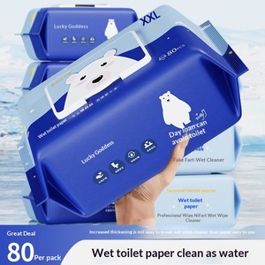 Lingettes humides jetables biodégradables pour usage domestique, lingettes nettoyantes pour les fesses, paquet de 80 lingettes grand format, vente en gros - Product Image 6