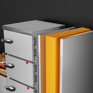 Armoire vapeur commerciale 3 portes, électrique et à gaz, à économie d'énergie, pour <span class=keywords><strong>fruits</strong></span> <span class=keywords><strong>de</strong></span> <span class=keywords><strong>mer</strong></span>, riz, soupes, avec contrôle indépendant des vannes <span class=keywords><strong>de</strong></span> vapeur - Product Image 4