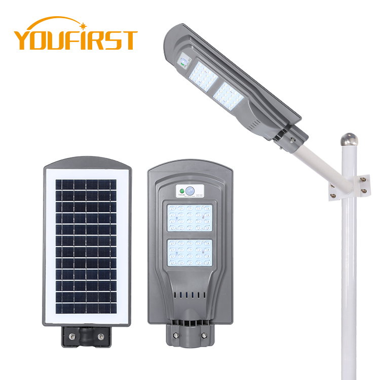 Farola LED solar automática de alta eficiencia integrada todo en uno 20 40 60 w