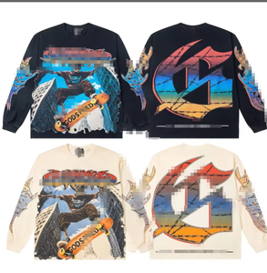 T-shirt a maniche lunghe casual in puro cotone, vestibilità ampia, <span class=keywords><strong>con</strong></span> stampa cartoon retrò, stile hip hop street, di tendenza americana transfrontaliera, novità - Product Image 4