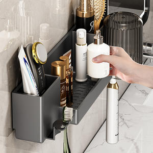 ที่วางแปรงสีฟันติดผนังอเนกประสงค์พร้อมที่วางแก้วสำหรับแปรงสีฟันไฟฟ้าและอุปกรณ์ดูแลช่องปาก - Product Image 2