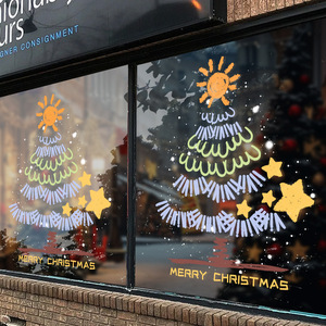 Calcomanías Decorativas para Ventanas con Diseño <span class=keywords><strong>de</strong></span> Árbol <span class=keywords><strong>de</strong></span> Navidad Estilo Dibujo Animado, Adhesivos Estáticos Reutilizables, Resistentes a los Rayos UV, Impermeables y Ecológicos, con Diseño <span class=keywords><strong>de</strong></span> Sol y <span class=keywords><strong>Estrellas</strong></span> - Product Image 4