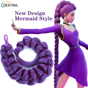 Estensioni per Capelli a Treccia Sintetica Multicolore Stile Sirena per Bambine, Coda di Cavallo Intrecciata Colorata Sintetica per Ragazze - Product Image 5