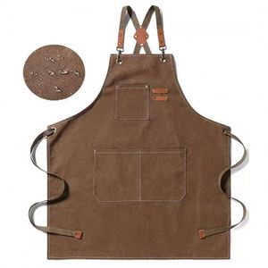 High Quality Cross <b>Back</b> <b>Canvas</b> Cotton Woman Men Artist Hair Salon Barista Coffee Shop Bakery Work Aprons - Product Image 1