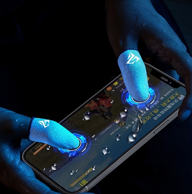 Luxury Game Finger Sleeves Glass Silver Fiber Ice Silk Gloves Gaming Breathable Anti-sweat 2 Pair a Tin Pack