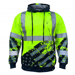 Fashon Design Custom Sublimation Team Uniform Hi Vis Long Sleeve Mens Hoodie Safety Reflective Sweatshirt