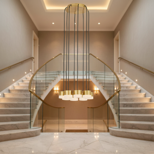 Lámpara de Araña de Alabastro Moderna para Decoración de Vestíbulo, Lámpara de Araña de Lujo para Sala de Estar, Vestíbulo de Hotel, Banquete, Proyecto Grande Personalizado, Lámpara de Araña para Escalera - Product Image 5