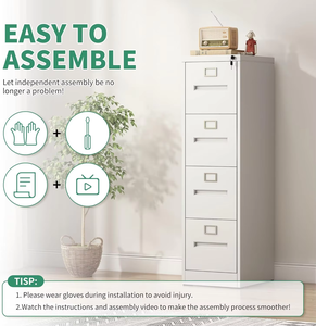 Văn phòng thép đồ nội thất 4 ngăn kéo Tủ hồ sơ kim loại trắng dọc lưu trữ tủ cho A4 thư Kích thước - Product Image 2