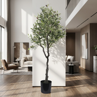 Grand Olivier Artificiel Réaliste de 180-280 cm avec Fruits Noirs, Plante Artificielle en Pot pour Décoration Intérieure, Personnalisable (1,5m, 1,8m, 2,4m, 2,7m)