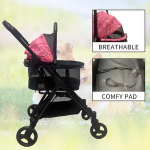 Cochecito para Perros JXB Económico, Plegable, con Cubierta para Lluvia y Canasta de Almacenamiento, Cabina Ventilada para Perros Pequeños y Medianos, Gatos - Product Image 3