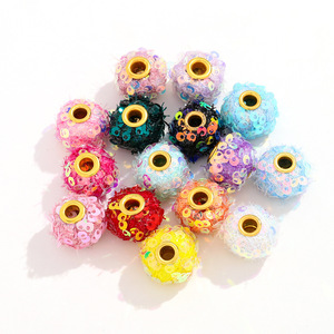 NANTONG Colored Ab <b>Sequined</b> Pom Pom Spacer Beads 16mm For Diy Jewelry Accessories - Product Image 5