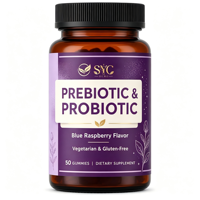 SYC BIO Mélange prébiotique Vitamines Gommes Confort Doux Adulte Formule 50 Capsules Framboise Bleue Vente en Gros B2B Fournisseur Privé