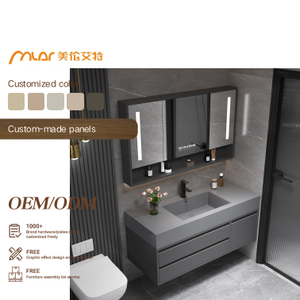 <span class=keywords><strong>Meuble</strong></span> de salle de bain moderne et personnalisé, nouvelle combinaison de <span class=keywords><strong>meuble</strong></span> sous-vasque intégré en bois avec vasque en ardoise, mobilier de salle de bain élégant pour la maison - Product Image 1