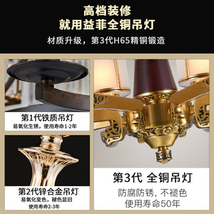 Chinese Style Chandelier All Copper Multi Head Led <b>Light</b> For Living Room Dining Room Bedroom Villa <b>Lighting</b> - Product Image 5