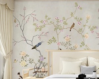 Style chinois mur tissu salon chambre TV fond mur fleur et oiseau mur tissu décoration de la maison papier peint
