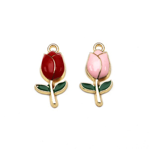 Rose Flower Pendants Alloy Jewelry Findings For Necklace Making Oil Dripping Finish Zinc Alloy DIY Accessories - Product Image 5