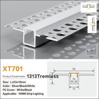 Profilé LED en aluminium extrudé double tranchant W13*H13 argenté, forme en U pour plafond, avec diffuseur laiteux à clipser