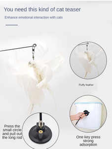 Jouet pour chat rétractable à ventouse avec mouvement et plumes pour le jeu autonome - Product Image 4