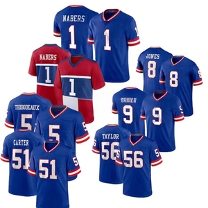 Pas Cher Unisexe 1 Malik Nabers 97 <span class=keywords><strong>Dexter</strong></span> Lawrence 51 Abdul Carter Brodé Sport Chemises Football Américain Maillot Court Plus La Taille - Product Image 1