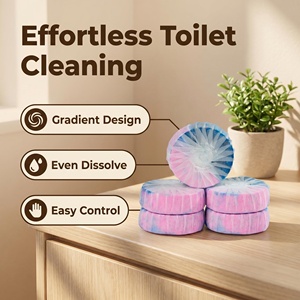 Tablettes nettoyantes solides jetables pour réservoir de toilettes, désodorisant automatique pour toilettes, <span class=keywords><strong>bloc</strong></span> bleu rose - Product Image 2