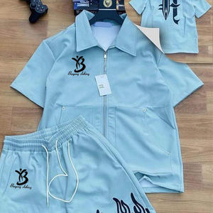 Completo Sportivo da Uomo 2 Pezzi con Logo Personalizzato, Traspirante, Estivo, con Zip, Pantaloncini <span class=keywords><strong>Cargo</strong></span>, T-Shirt e Polo - Product Image 5