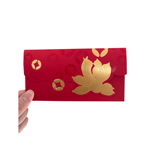 Fabrication d'enveloppes rouges pour le Nouvel An chinois 2026, enveloppes personnalisées en velours laminé, enveloppes porte-bonheur pour l'argent du Nouvel An chinois, estampillage à chaud, pochette rouge - Product Image 1