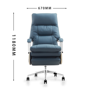 電動回転式人気ライトボスチェア人間工学に基づいたオフィスチェア快適なリクライニング機能付きシンプル本革オフィスチェア - Product Image 4