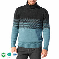 Pull en tricot à col roulé pour homme, pull à blocs de couleur, manches longues, jacquard, pull d'hiver