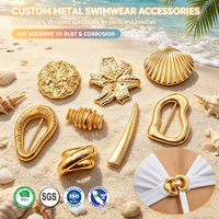 Connecteurs de bikini en forme de fleur, plaqués or, avec logo OEM personnalisé, en métal liquide organique, quincaillerie pour maillots de bain, boucles résistantes à l'eau salée