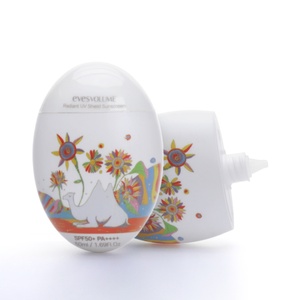 Wholesale Custom Cartoon Logo Printed Empty Cosmetic Sunscreen Cream Skin Care Container Squeeze <b>Plastic</b> 50-200ml Oval <b>Egg</b> - Product Image 2