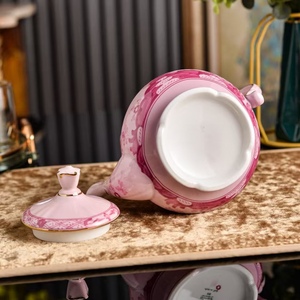 Luxurious rose-red Italian-style porcelain coffee <b>pot</b> sugar jar and milk jar <b>set</b>, suitable for both hotels and households. - Product Image 5