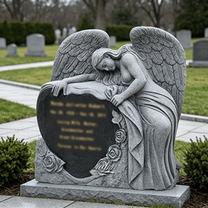 Lápidas <span class=keywords><strong>de</strong></span> Cementerio en Forma <span class=keywords><strong>de</strong></span> Corazón con Ángel Llorón Talladas a Mano en Mármol Natural para Tumbas - Product Image 2