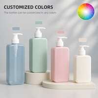 Bouteille pompe carrée plate en plastique personnalisée pour après-shampoing ou savon liquide 300ml 10oz 400ml 13.5oz 500ml 17oz