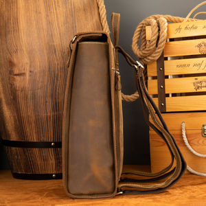 Aceptamos mochilas de viaje de cuero genuino Crazy Horse personalizadas, mochila para ordenador portátil para hombre, Mochila de cuero - Product Image 3