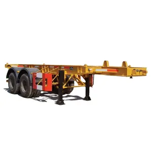 China Factory Sale Used 45ft Reefer Container Flatbed Trailer with Container Lock Frame Heavy Lift 3 Axle Skeleton Semi Trailer