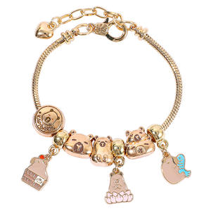 New Hot-Selling DIY Beading Charm Alloy Rose Gold Jewelry Ins Fashion Cartoon-Style Capybara <b>Bracelet</b> Wholesale for Gift - Product Image 1
