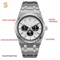 Montre personnalisée avec logo OEM, montre de luxe à trois aiguilles et six fonctions, automatique, mécanique, en acier inoxydable, pour hommes d'affaires