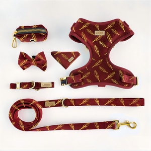 Arnés de Perro de Lujo de Fibra de Poliéster Sólida con Estampado de Lámina Metálica Personalizado, Arnés y Correa de Perro Personalizados de Felpa Suave - Product Image 1